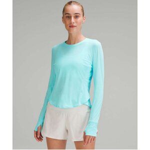 Lululemon Sz. 14 NWT UV Protection Fold-Over Running Long-Sleeve Shirt Cyan Blue